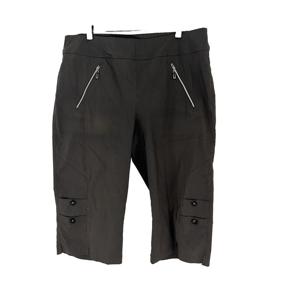 JAMIE SADOCK Gray Stretchy Knee Capri Golf Pants Shorts Zip Pockets Size 18